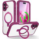 For iPhone 16 Skin Feel MagSafe Holder 360 Full Body Phone Case(Rose Red) - 1