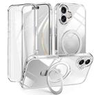 For iPhone 16 Skin Feel MagSafe Holder 360 Full Body Phone Case(Transparent) - 1