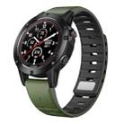 For Garmin 22mm Magnetic Quick Release Silicone Watch Band(Army Green Black) - 1