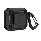 For AirPods 4 Shield Shockproof Earphone Protective Case with Hook(Black) - 1