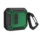 For AirPods 4 Shield Shockproof Earphone Protective Case with Hook(Black Green) - 1