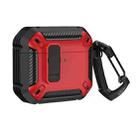 For AirPods 4 Shield Shockproof Earphone Protective Case with Hook(Black Red) - 1