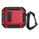 For AirPods 4 Shield Shockproof Earphone Protective Case with Hook(Black Red) - 2