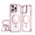 For iPhone 16 Pro Acrylic Camera Holder MagSafe Magnetic Phone Case(Pink) - 1