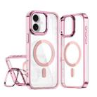 For iPhone 16 Plus Acrylic Camera Holder MagSafe Magnetic Phone Case(Pink) - 1