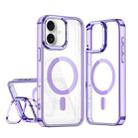 For iPhone 16 Plus Acrylic Camera Holder MagSafe Magnetic Phone Case(Purple) - 1