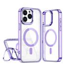 For iPhone 15 Pro Max Acrylic Camera Holder MagSafe Magnetic Phone Case(Purple) - 1