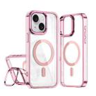 For iPhone 15 Plus / 14 Plus Acrylic Camera Holder MagSafe Magnetic Phone Case(Pink) - 1