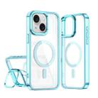 For iPhone 15 Plus / 14 Plus Acrylic Camera Holder MagSafe Magnetic Phone Case(Blue) - 1