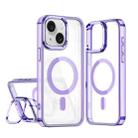 For iPhone 15 Plus / 14 Plus Acrylic Camera Holder MagSafe Magnetic Phone Case(Purple) - 1