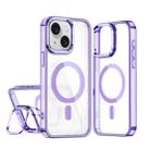 For iPhone 15 Acrylic Camera Holder MagSafe Magnetic Phone Case(Purple) - 1