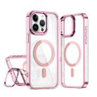 For iPhone 14 Pro Acrylic Camera Holder MagSafe Magnetic Phone Case(Pink) - 1