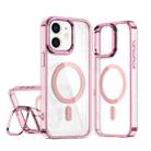 For iPhone 12 / 12 Pro Acrylic Camera Holder MagSafe Magnetic Phone Case(Pink) - 1