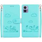 For Motorola Edge 30 Neo / 30 Lite Cute Cats RFID Leather Phone Case(Green) - 1