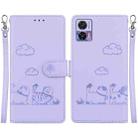 For Motorola Edge 30 Neo / 30 Lite Cute Cats RFID Leather Phone Case(Purple) - 1