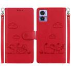 For Motorola Edge 30 Neo / 30 Lite Cute Cats RFID Leather Phone Case(Red) - 1