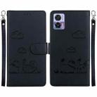 For Motorola Edge 30 Neo / 30 Lite Cute Cats RFID Leather Phone Case(Black) - 1