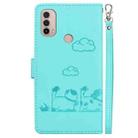 For Motorola Moto E40 / E30 / E20 Cute Cats RFID Leather Phone Case(Green) - 3
