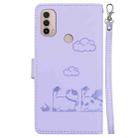 For Motorola Moto E40 / E30 / E20 Cute Cats RFID Leather Phone Case(Purple) - 3