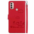 For Motorola Moto E40 / E30 / E20 Cute Cats RFID Leather Phone Case(Red) - 3