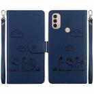 For Motorola Moto E40 / E30 / E20 Cute Cats RFID Leather Phone Case(Blue) - 1