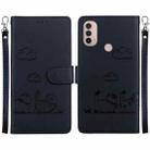For Motorola Moto E40 / E30 / E20 Cute Cats RFID Leather Phone Case(Black) - 1