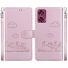 For Motorola Edge 50 Fusion Cute Cats RFID Leather Phone Case(Rose Gold) - 1