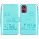 For Motorola Edge 50 Fusion Cute Cats RFID Leather Phone Case(Green) - 1