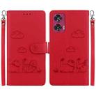 For Motorola Edge 50 Fusion Cute Cats RFID Leather Phone Case(Red) - 1