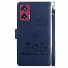 For Motorola Edge 50 Fusion Cute Cats RFID Leather Phone Case(Blue) - 3