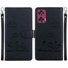 For Motorola Edge 50 Fusion Cute Cats RFID Leather Phone Case(Black) - 1