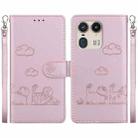 For Motorola Edge 50 Ultra Cute Cats RFID Leather Phone Case(Rose Gold) - 1