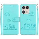 For Motorola Edge 50 Ultra Cute Cats RFID Leather Phone Case(Green) - 1