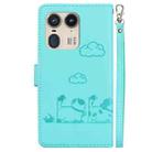 For Motorola Edge 50 Ultra Cute Cats RFID Leather Phone Case(Green) - 3