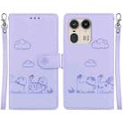 For Motorola Edge 50 Ultra Cute Cats RFID Leather Phone Case(Purple) - 1