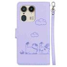 For Motorola Edge 50 Ultra Cute Cats RFID Leather Phone Case(Purple) - 3