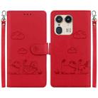 For Motorola Edge 50 Ultra Cute Cats RFID Leather Phone Case(Red) - 1