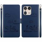 For Motorola Edge 50 Ultra Cute Cats RFID Leather Phone Case(Blue) - 1