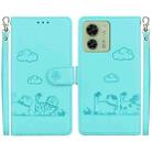 For Motorola Edge 40 Cute Cats RFID Leather Phone Case(Green) - 1