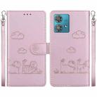 For Motorola Edge 40 Neo Cute Cats RFID Leather Phone Case(Rose Gold) - 1