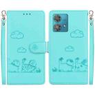 For Motorola Edge 40 Neo Cute Cats RFID Leather Phone Case(Green) - 1