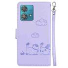 For Motorola Edge 40 Neo Cute Cats RFID Leather Phone Case(Purple) - 3