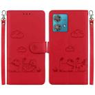 For Motorola Edge 40 Neo Cute Cats RFID Leather Phone Case(Red) - 1