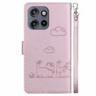 For Motorola Edge 50 Neo 5G Overseas Cute Cats RFID Leather Phone Case(Rose Gold) - 3