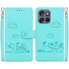 For Motorola Edge 50 Neo 5G Overseas Cute Cats RFID Leather Phone Case(Green) - 1