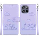 For Motorola Edge 50 Neo 5G Overseas Cute Cats RFID Leather Phone Case(Purple) - 1