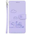 For Motorola Edge 50 Neo 5G Overseas Cute Cats RFID Leather Phone Case(Purple) - 2