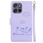 For Motorola Edge 50 Neo 5G Overseas Cute Cats RFID Leather Phone Case(Purple) - 3