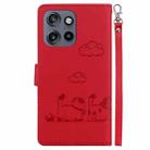 For Motorola Edge 50 Neo 5G Overseas Cute Cats RFID Leather Phone Case(Red) - 3