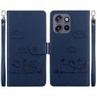 For Motorola Edge 50 Neo 5G Overseas Cute Cats RFID Leather Phone Case(Blue) - 1